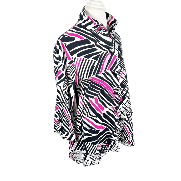 Ali Miles Abstract striped tunic top Wire Collar Artsy Chic A-Line Whimsy Size M - Picture 9 of 13